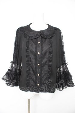 画像1: axes femme kawaii / レーシー姫袖ブラウス M 黒 Y-26-02-13-089-AX-BL-SZ-ZY