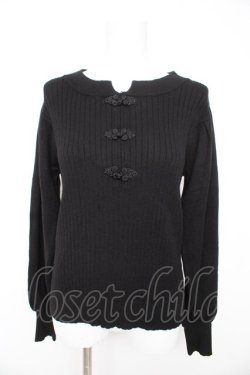 画像1: axes femme / チャイナ釦ニットPO F 黒 Y-26-02-13-090-AX-TO-SZ-ZY