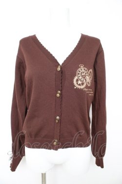 画像1: axes femme / 時計×歯車刺繍ニットカーディガン F 茶 Y-26-02-13-095-AX-TO-SZ-ZY