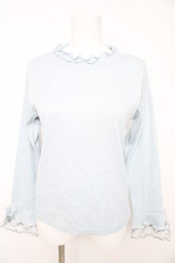 画像1: axes femme / フラワーカラーレースリブプルオーバー F サックス Y-26-02-13-097-AX-TO-SZ-ZY