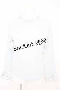 画像1: axes femme / フラワーカラーレースリブプルオーバー F サックス Y-26-02-13-097-AX-TO-SZ-ZY