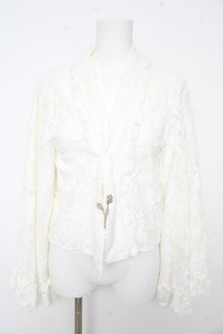 画像1: axes femme / 起毛レース姫袖風ボレロ F 白 Y-26-02-13-101-AX-TO-SZ-ZY