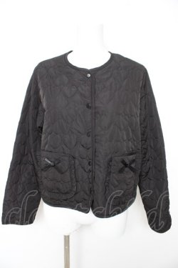 画像1: m petit by misako / クロミタフタハートキルトジャケット M 中黒 Y-26-02-13-104-LO-JA-SZ-ZY