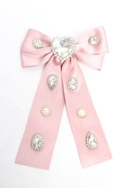 画像1: DearMyLove / キラキラビジューリボンクリップ  ピンク Y-26-02-13-015-EL-AC-SZ-ZY