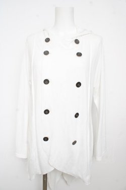 画像1: ALGONQUINS / エンブレムpt変形カーディガン F 白 Y-26-02-13-123-AL-TO-SZ-ZY