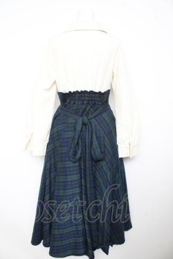 画像2: Favorite / 英国チェックのお嬢様上品ワンピース M グリーン Y-26-02-13-126-LO-OP-SZ-ZY