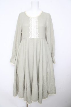 画像1: Favorite / レース使いワンピース M-L モスグリーン Y-26-02-13-127-LO-OP-SZ-ZY