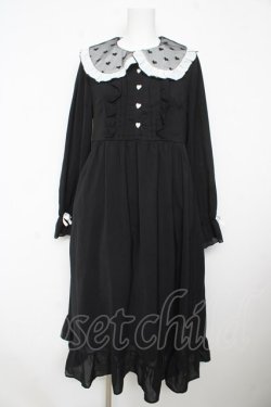 画像1: DearMyLove / 選べる襟無地orハートドットフリルワンピース M 黒 Y-26-02-13-131-EL-OP-SZ-ZY