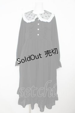 画像1: DearMyLove / 選べる襟無地orハートドットフリルワンピース M 黒 Y-26-02-13-131-EL-OP-SZ-ZS