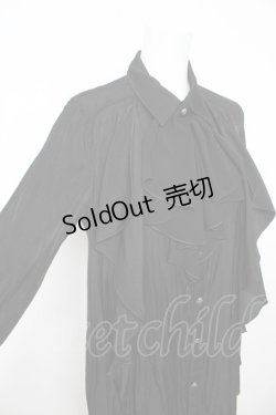 画像3: ALGONQUINS / ジャボ付き変形ロングシャツ F 黒 Y-26-02-13-135-AL-BL-SZ-ZY