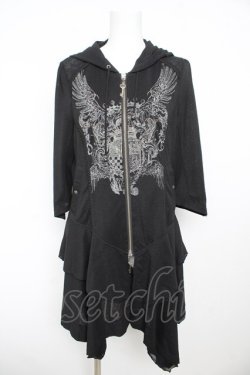 画像1: Rozen Kavalier / 羽根プリントパーカーカーディガン  黒 Y-26-02-13-136-OO-TO-SZ-ZY