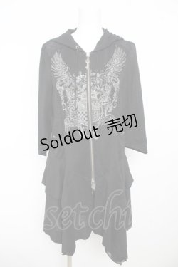 画像1: Rozen Kavalier / 羽根プリントパーカーカーディガン  黒 Y-26-02-13-136-OO-TO-SZ-ZY