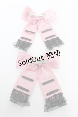 画像2: DearMyLove / レースアップ十字架ツインリボンクリップ  ピンク Y-26-02-13-017-EL-AC-SZ-ZY