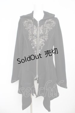 画像1: Rozen Kavalier / 鍵チャーム裏起毛フリルパーカー  黒 Y-26-02-13-137-OO-OP-SZ-ZY