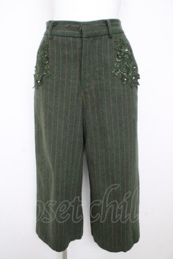 画像1: axes femme / 花レースストライプパンツ M グリーン Y-26-02-13-147-AX-PA-SZ-ZY