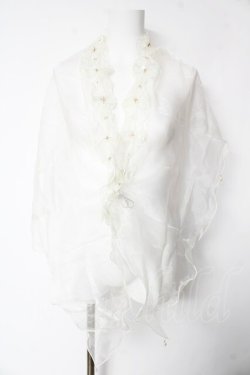 画像1: axes femme / フリルオーガンジーショール  キナリ Y-26-02-13-047-AX-ZA-SZ-ZY