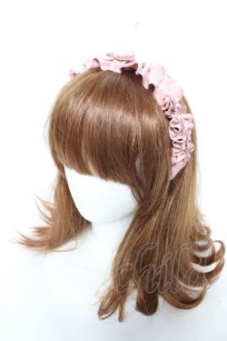 画像1: m petit by misako / ギャザーリボンカチューシャ  中桃 Y-26-02-13-051-LO-AC-SZ-ZY