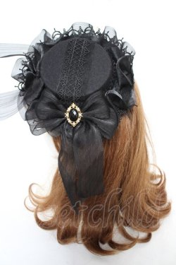 画像2: axes femme / リボンフリルミニハット  黒 Y-26-02-13-052-AX-AC-SZ-ZY