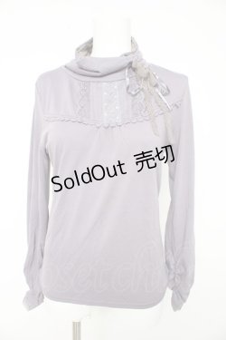 画像1: axes femme / レース重ねタートルネックカットソー M パープル Y-26-02-15-051-AX-TO-IG-ZY