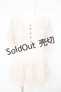 axes femme / ドットチュールレーススリーブトップス M ピンク Y-26-02-15-053-AX-TO-IG-ZY