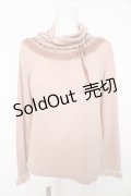 axes femme / パール配色ベロアはしごリボンカットソー M ピンク Y-26-02-15-055-AX-TO-IG-ZY