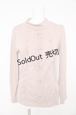 画像1: axes femme / ハイネックレースフリル切替プルオーバー M ピンク Y-26-02-15-058-AX-TO-IG-ZY