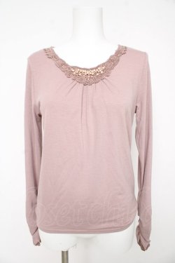 画像1: axes femme / パールビーズインナーカットソー M ピンク Y-26-02-15-059-AX-TO-IG-ZY