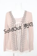 axes femme / 刺繍入りはしごレースカットソー Ｍ ピンク Y-26-02-15-062-AX-TO-IG-ZY
