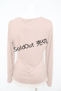 画像2: axes femme / 刺繍入りはしごレースカットソー Ｍ ピンク Y-26-02-15-062-AX-TO-IG-ZY