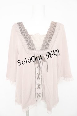 画像1: axes femme / レ-スアップカットソー Ｍ ピンク Y-26-02-15-063-AX-TO-IG-ZY