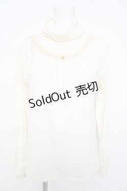 画像1: axes femme / ストーン配色ハイネックカットソー M オフシロ Y-26-02-15-007-AX-TO-IG-ZI