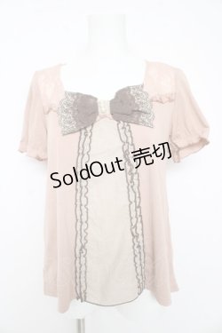 画像1: axes femme / BIGリボンパフスリーブトップス M ピンク Y-26-02-15-066-AX-TO-IG-ZS