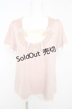 画像1: axes femme / モチーフ付ブロッキングプルオーバー Ｍ ピンク Y-26-02-15-067-AX-TO-IG-ZY