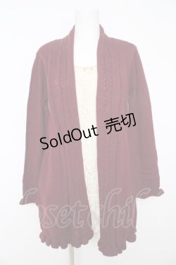 画像1: axes femme / カーディガン風レイヤードトップス M ワイン×アイボリー Y-26-02-15-068-AX-TO-IG-ZT0220E