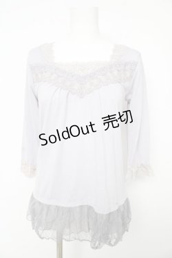 画像1: axes femme / ドットフリルチュールカットソー M ラベンダー Y-26-02-15-071-AX-TO-IG-ZY