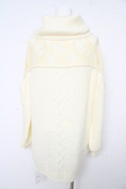 画像2: axes femme / レース切替デザインニットワンピース M オフシロ Y-26-02-15-074-AX-TO-IG-ZY