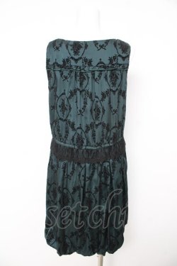 画像2: axes femme / サテンフロッキーワンピース M グリーン Y-26-02-15-078-AX-OP-IG-ZY