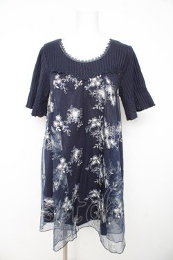 画像1: axes femme / チュール刺繍チュニック Ｍ ネイビー Y-26-02-15-080-AX-OP-IG-ZY