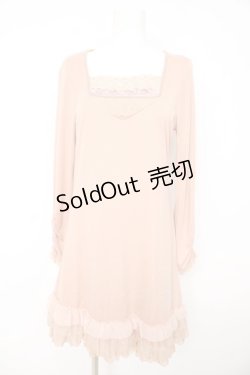 画像1: axes femme / 立体シフォン薔薇ロングインナーカットソー  ピンク Y-26-02-15-083-AX-TO-IG-ZY