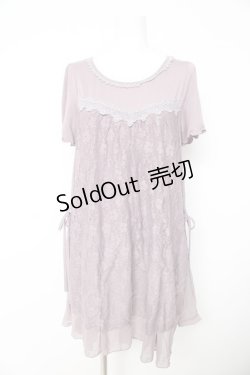 画像1: axes femme / レース重ね半袖ワンピース Ｍ ラベンダー Y-26-02-15-084-AX-OP-IG-ZY