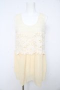 axes femme / レースシフォンレイヤードタンクトップ M アイボリー Y-26-02-15-086-AX-TO-IG-ZY
