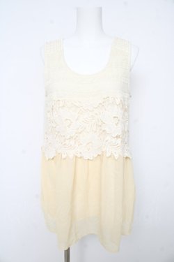 画像1: axes femme / レースシフォンレイヤードタンクトップ M アイボリー Y-26-02-15-086-AX-TO-IG-ZY