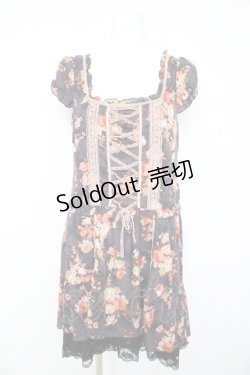 画像1: axes femme / ブーケ花柄ワンピース M ネイビー Y-26-02-15-088-AX-OP-IG-ZY