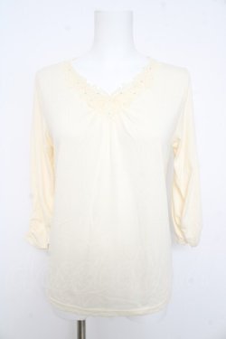 画像1: axes femme / Vネックレーストップス M アイボリー Y-26-02-15-009-AX-TO-IG-ZY