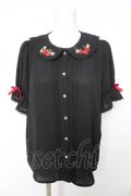 axes femme kawaii / ベリーズピクニック 半袖ブラウス M 黒 Y-26-02-15-096-AX-BL-SZ-ZY