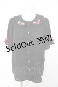 axes femme kawaii / ベリーズピクニック 半袖ブラウス M 黒 Y-26-02-15-096-AX-BL-SZ-ZY