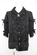 axes femme kawaii / レース襟リボン付ブラウス M 黒 Y-26-02-15-097-AX-BL-SZ-ZY