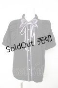 axes femme POETIQUE / バタフライ刺繍襟半袖ブラウス M 黒 Y-26-02-15-098-AX-BL-SZ-ZY