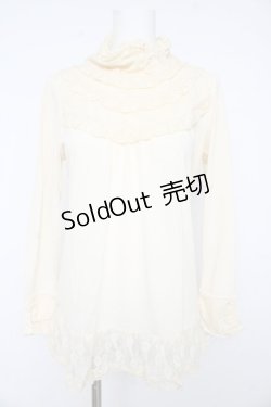 画像1: axes femme / レースネックカットソー Ｍ アイボリー Y-26-02-15-010-AX-TO-IG-ZY