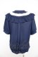 画像2: axes femme / ジャボ付きレース×フリルブラウス M 紺 Y-26-02-15-099-AX-BL-SZ-ZY (2)